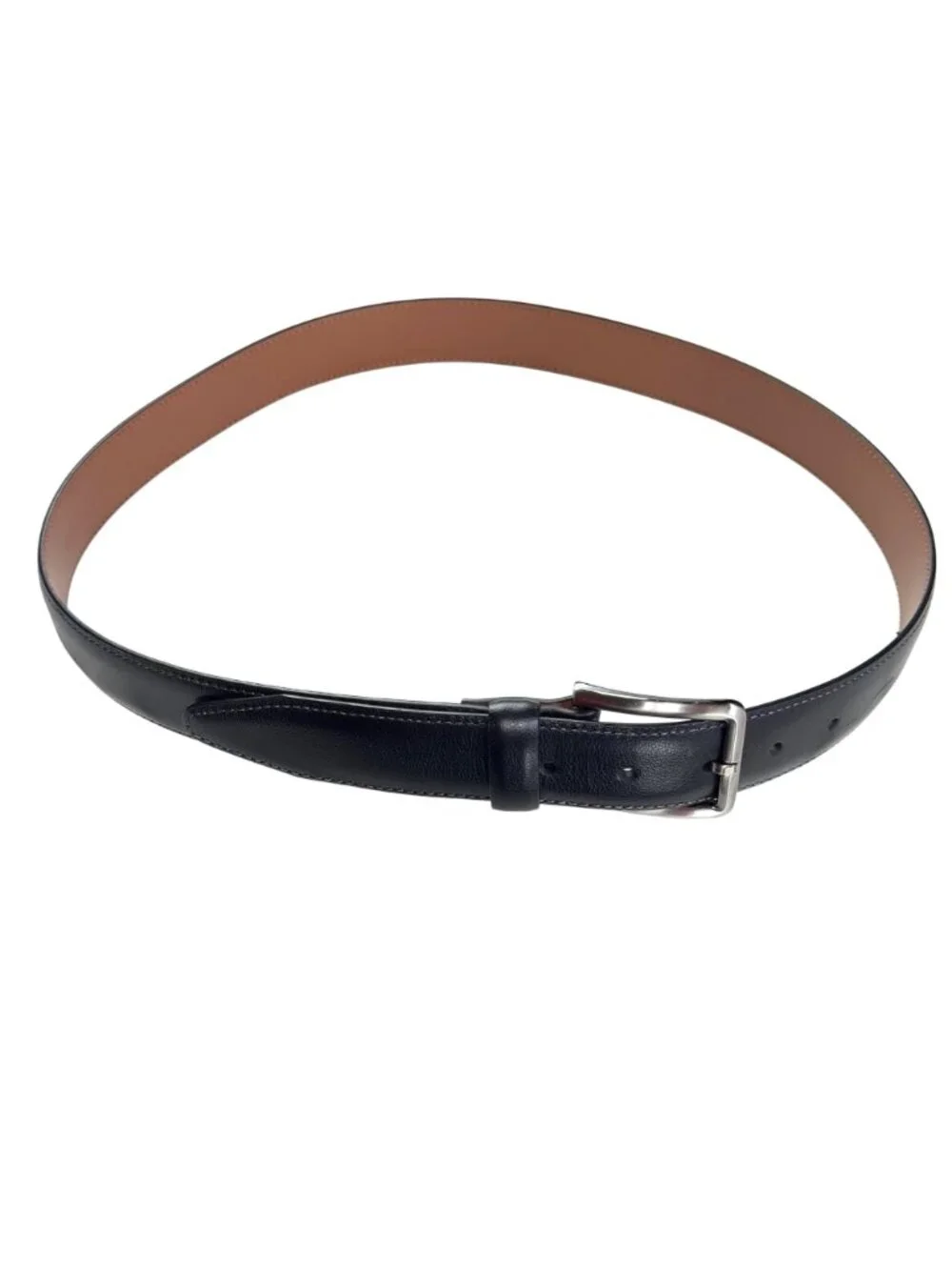 Johnston Murphy Men’s Dress Belt Black Leather Silver-Tone Buckle Size 38
